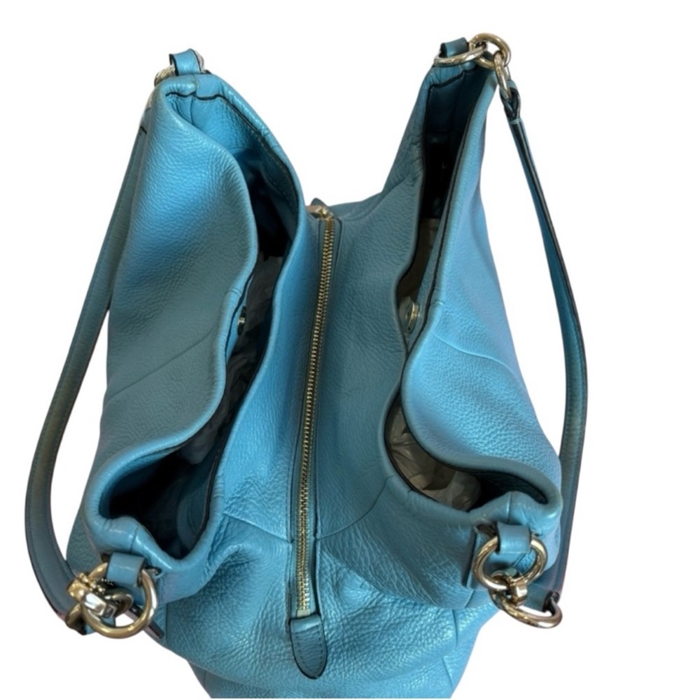 COACH shoulder bag in super soft teal pebble leather w/silver hardware - Picture 12 of 16